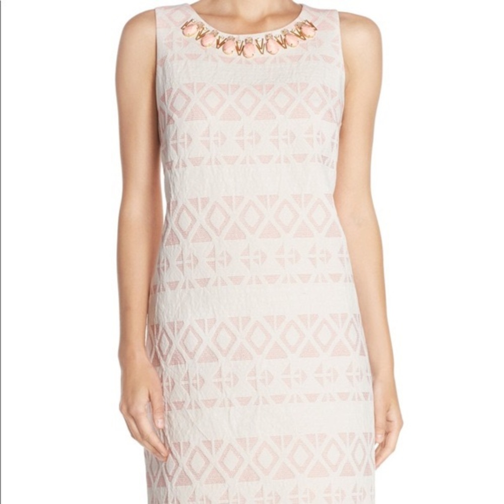 Vince Camuto Bead Neck Jaquard Dress